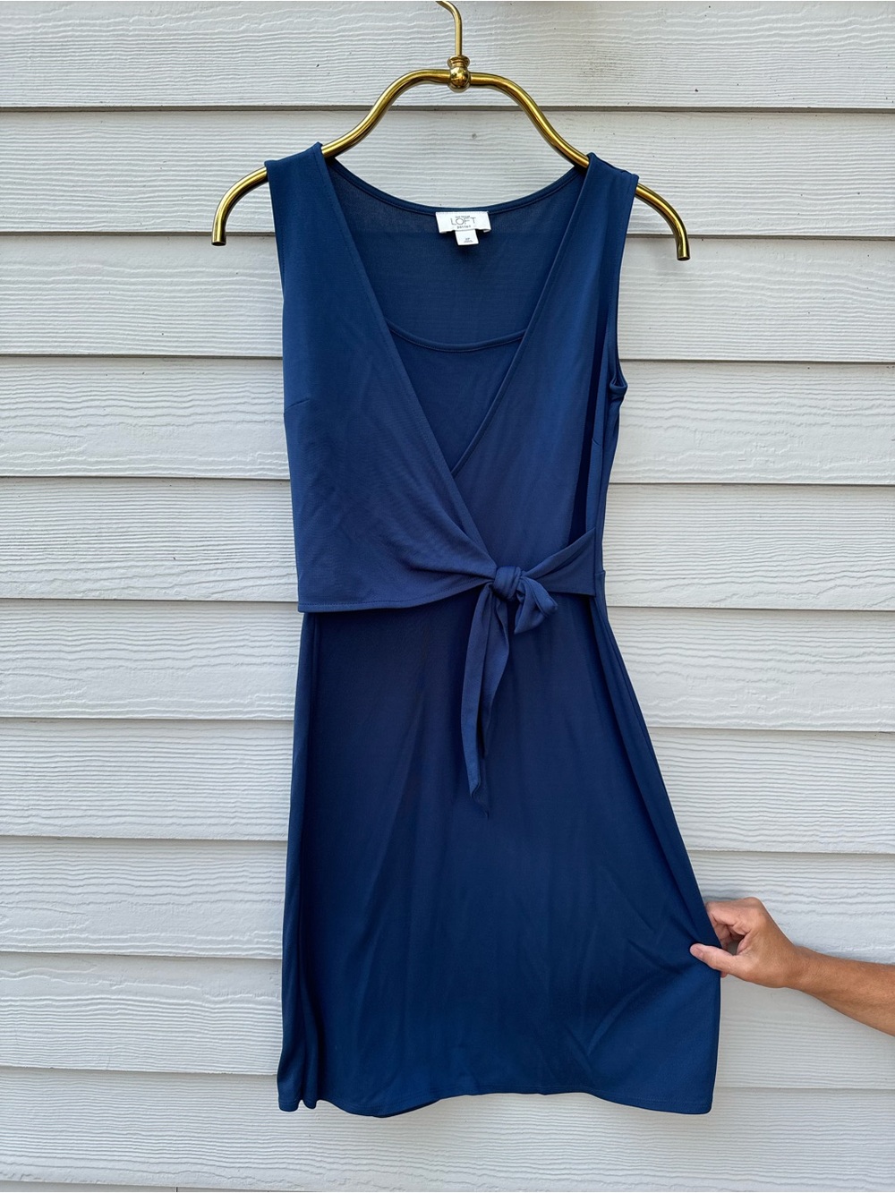 LOFT blue Sleeveless Tie-Front Mini Dress